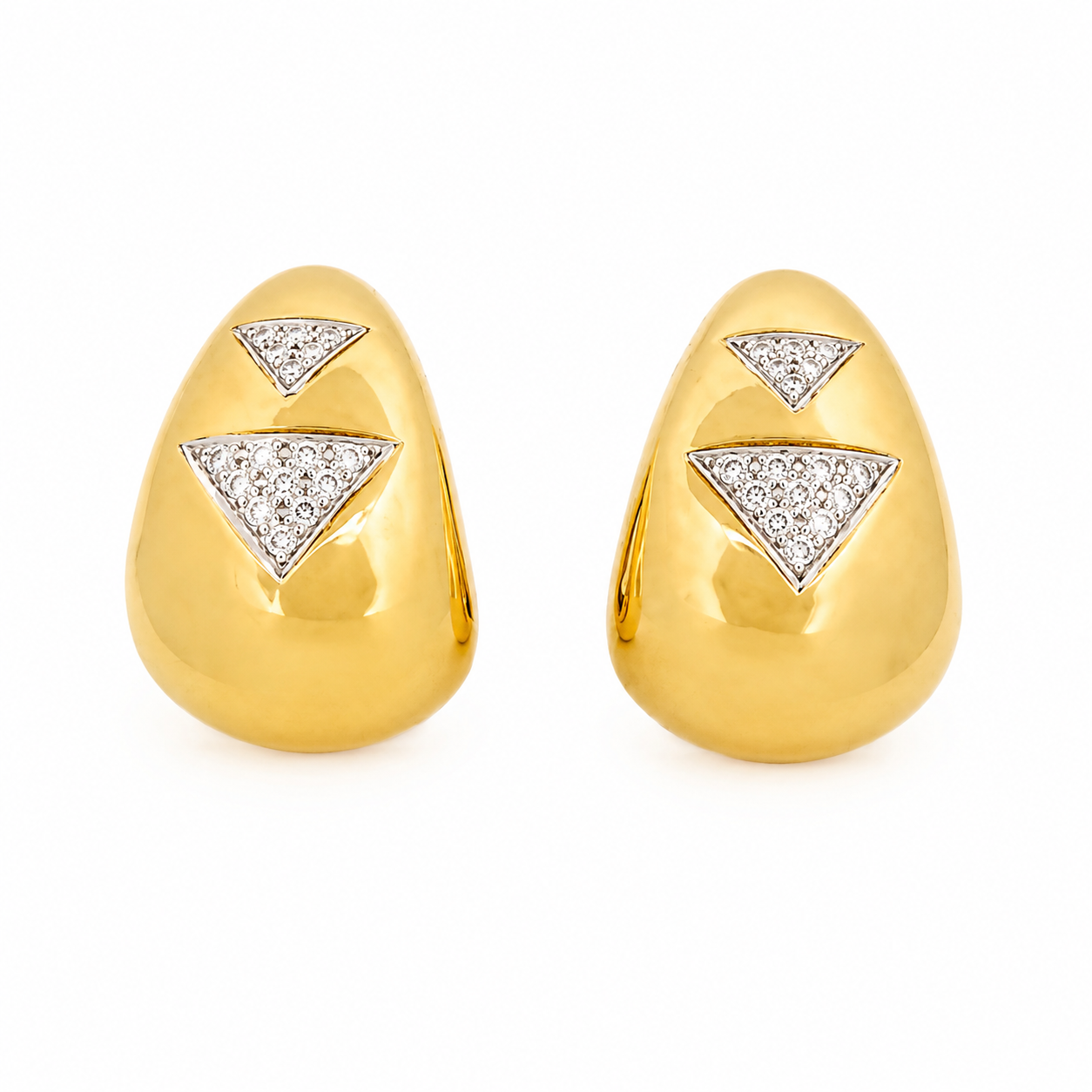 David Webb 18K Gold Diamond Earrings