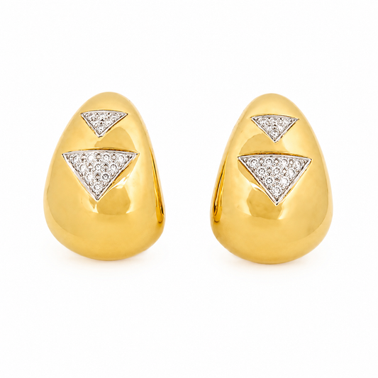 David Webb 18K Gold Diamond Earrings