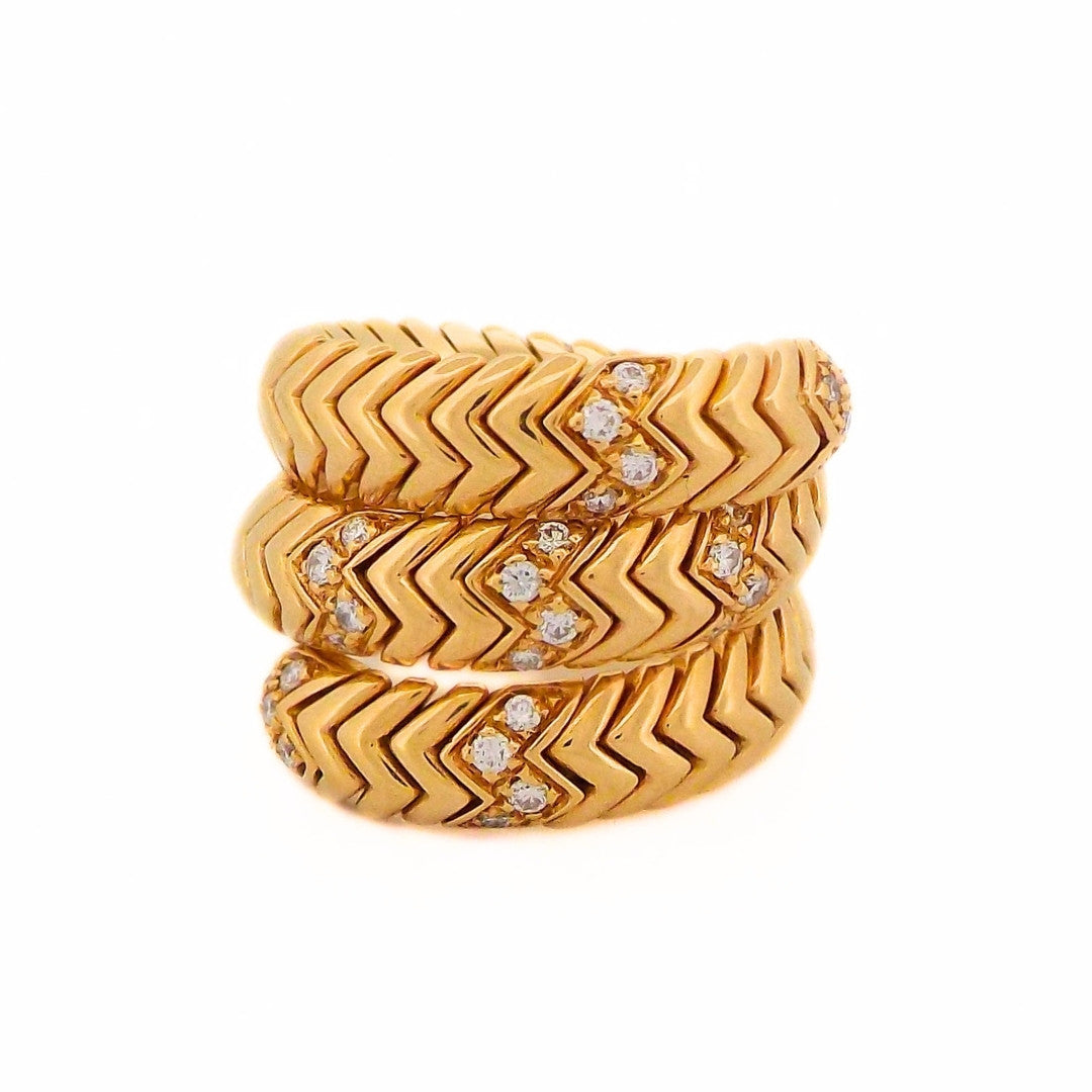 Bulgari 18K Diamond Spiga Ring SZ 6