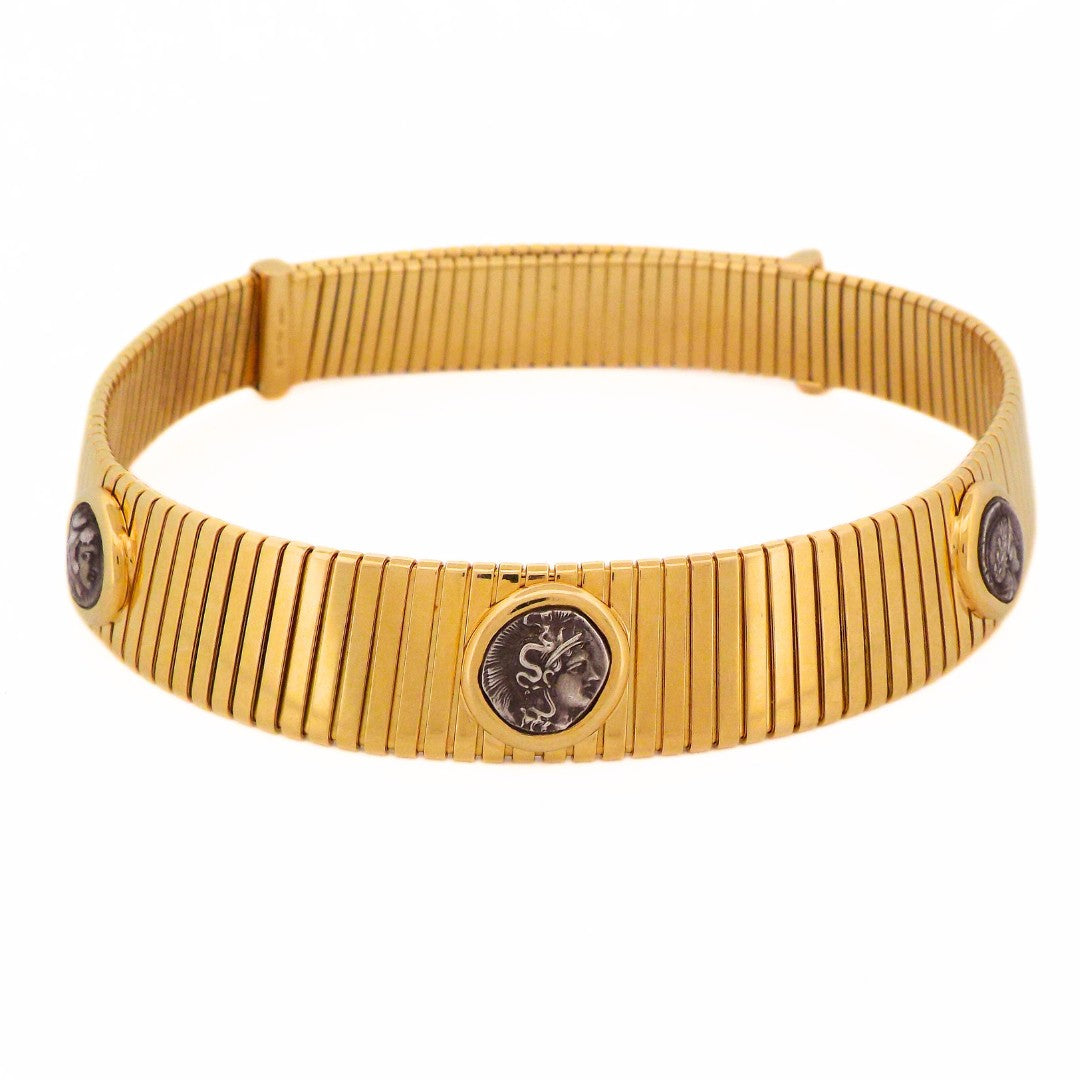 Bulgari 18K Gold 'Monete' Tubogas Choker Necklace