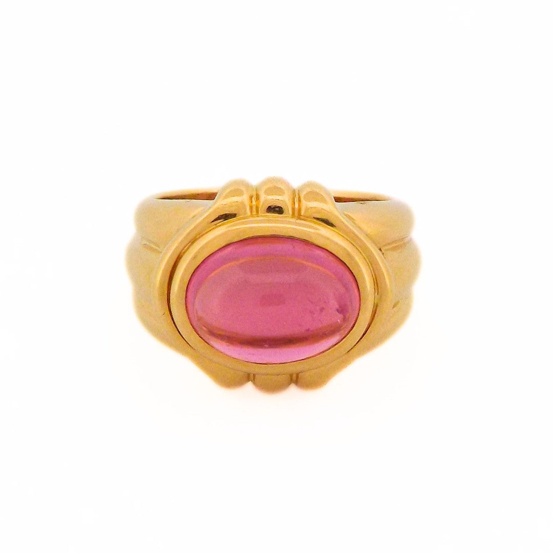 Bulgari 18K Yellow Gold Pink Tourmaline Ring