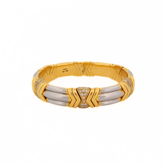 Bulgari 18K Gold Steel Bangle Bracelet