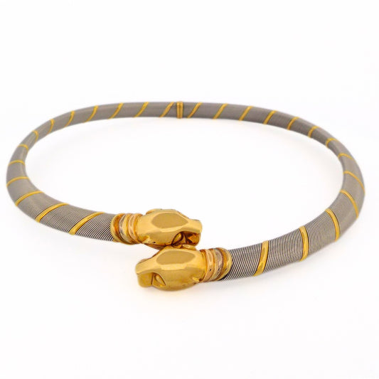 Cartier Doubled-Headed 'Panthere' 18K Gold Steel Collar Necklace