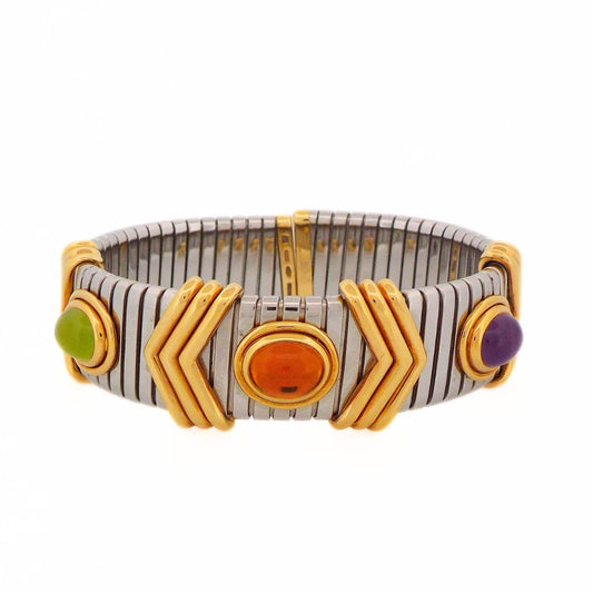Bulgari 18K Steel Tubogas Multi-Gem Bracelet