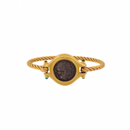 Bulgari 18K Gold Emerald Monete Bracelet