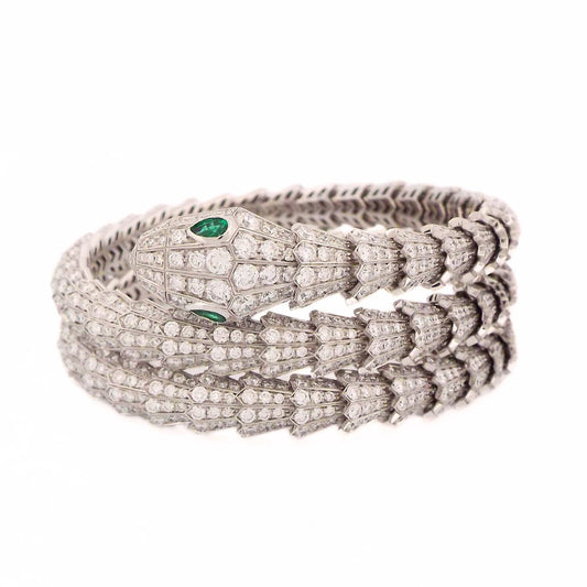 Bulgari 18K Diamond Emerald 'Serpenti' Bracelet