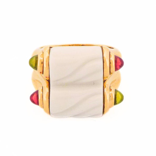 Bulgari 'Chandra' 18K Tourmaline Peridot Ceramic Ring