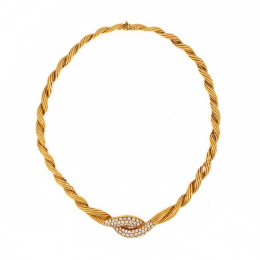 Van Cleef & Arpels 18K Gold Rope Collar Diamond Necklace