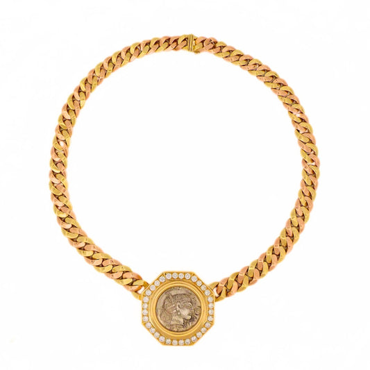Bulgari Two-Tone 18K 'Monete' Diamond Chain Necklace