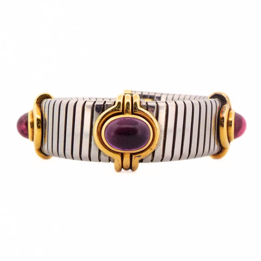 Bulgari 18K Steel Tubogas Parentesi Gemstone Bracelet
