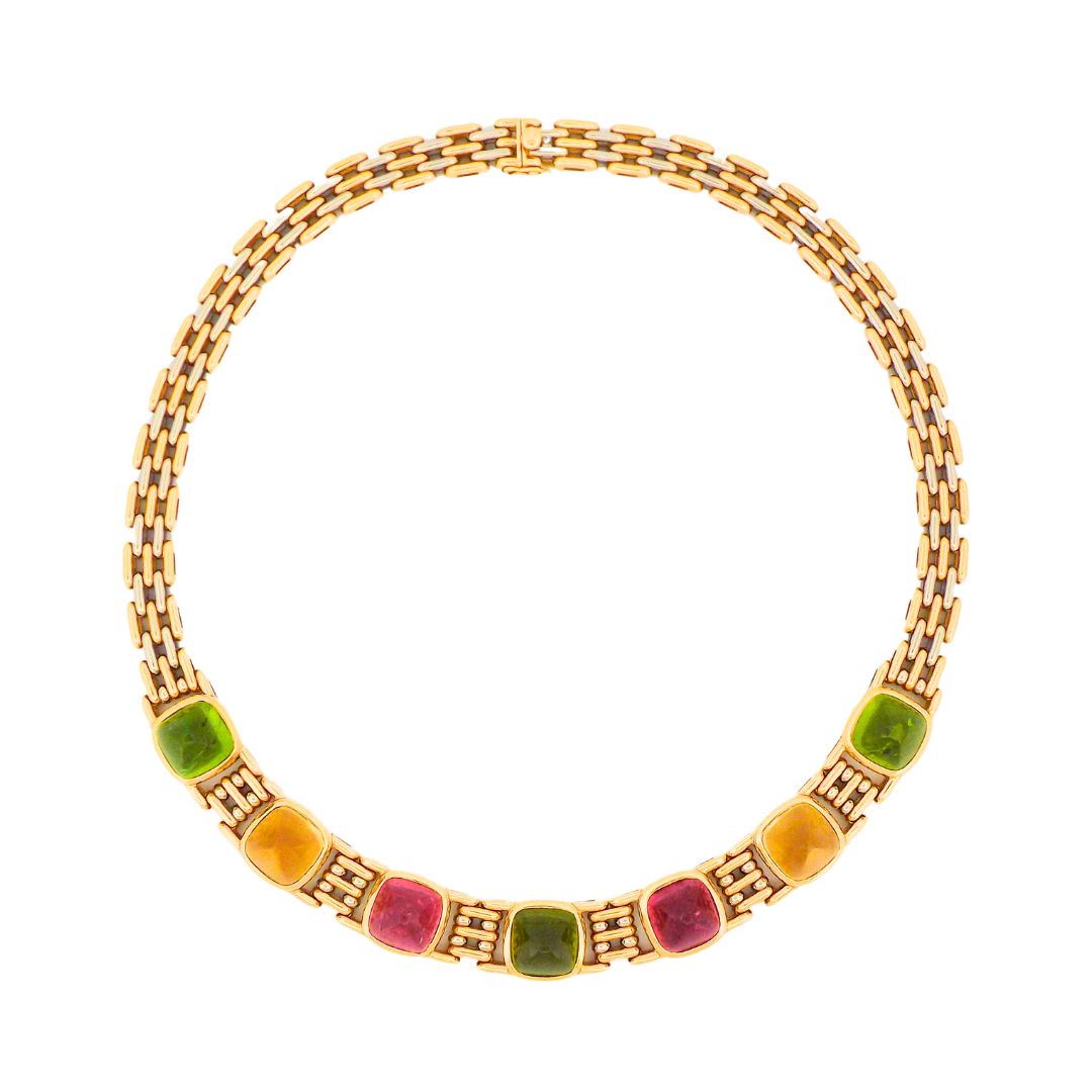 Bulgari 18K Two-tone Gold Colored Stone Necklace