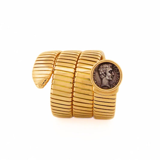 Bulgari 'Tubogas' 18K Gold Monete Three-Row Bracelet