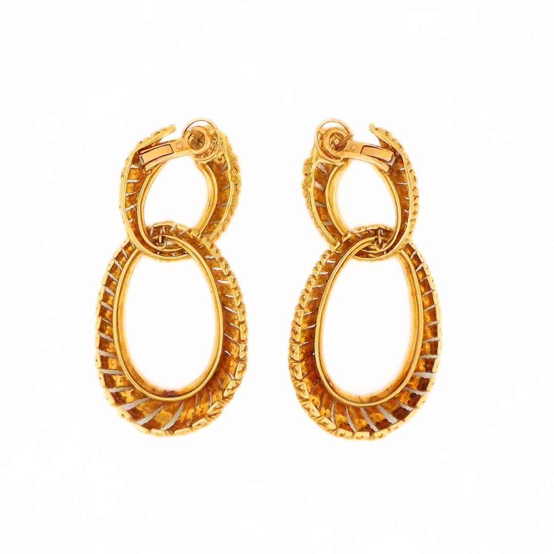 Boucheron 18K Twisted Rope Drop Hoop Earrings