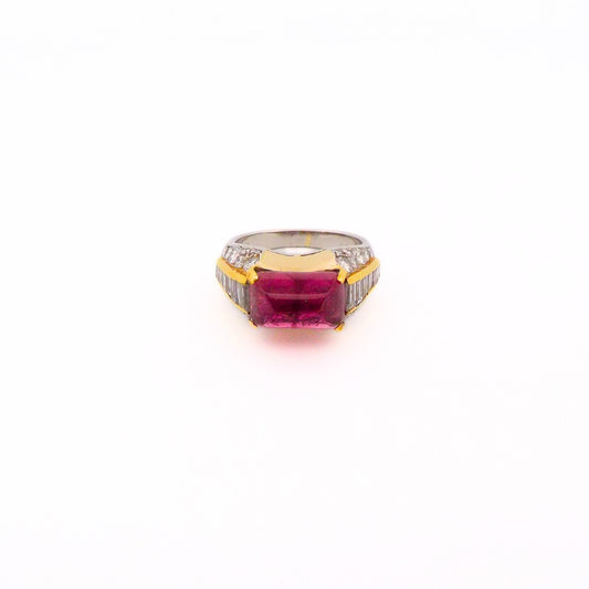 Bulgari 18K Gold Diamond Pink Tourmaline Ring