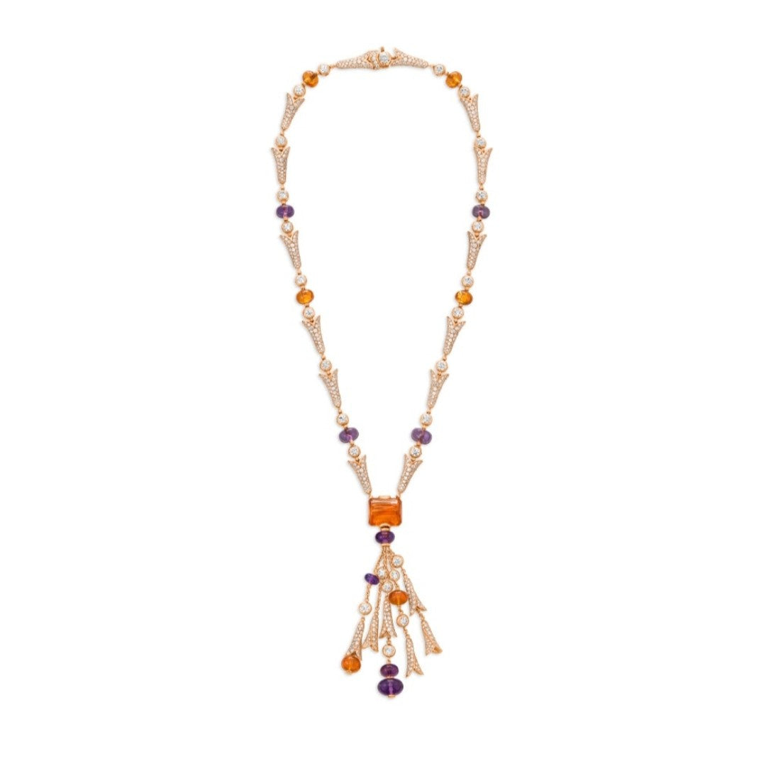Bulgari 18K Multi-Gem Diamond Tassel Necklace