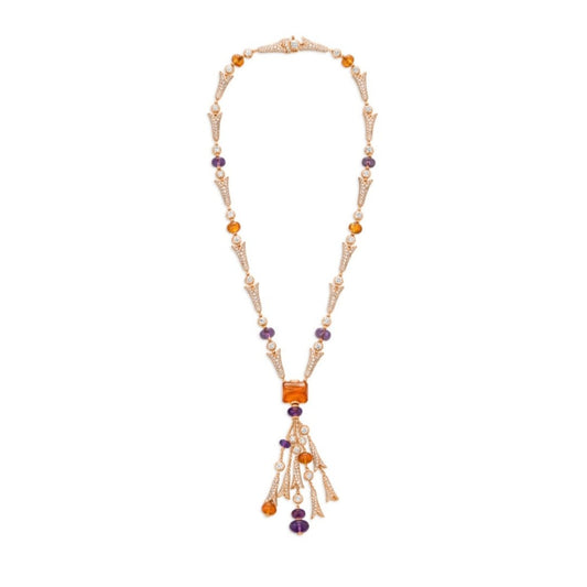 Bulgari 18K Multi-Gem Diamond Tassel Necklace