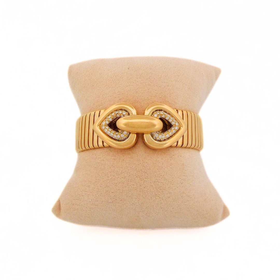 Bulgari Tubogas 18K Gold Diamond Doppio Bracelet