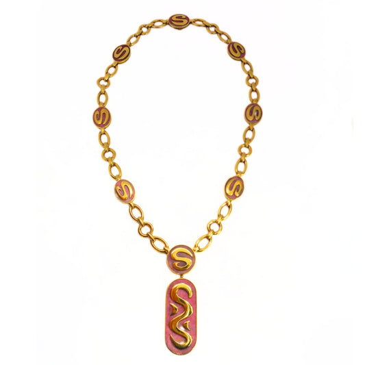 Bulgari 18K Gold Rhodochrosite Necklace