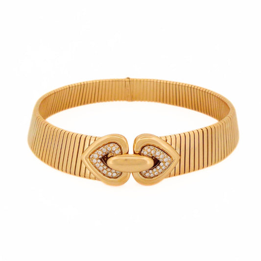 Bulgari Tubogas 18K Gold Diamond Doppio Necklace
