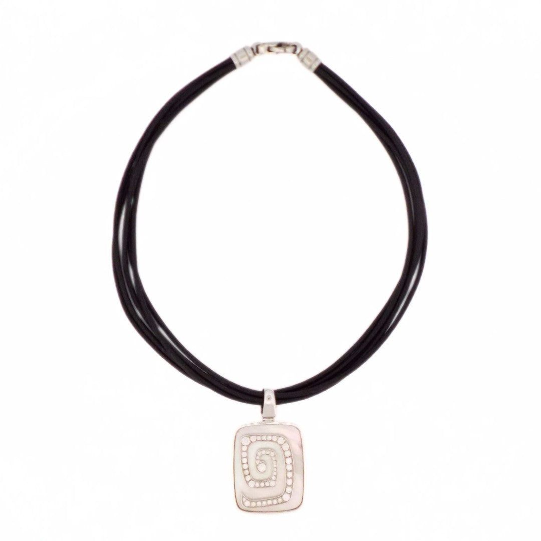 Bulgari 18K Mother-of-Pearl Diamond Leather Rope Necklace