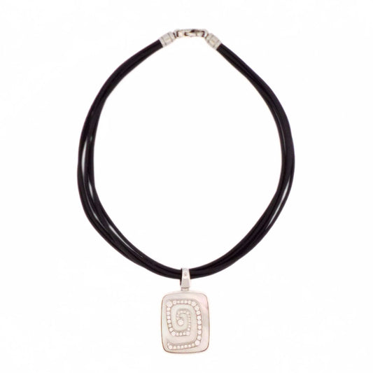 Bulgari 18K Mother-of-Pearl Diamond Leather Rope Necklace