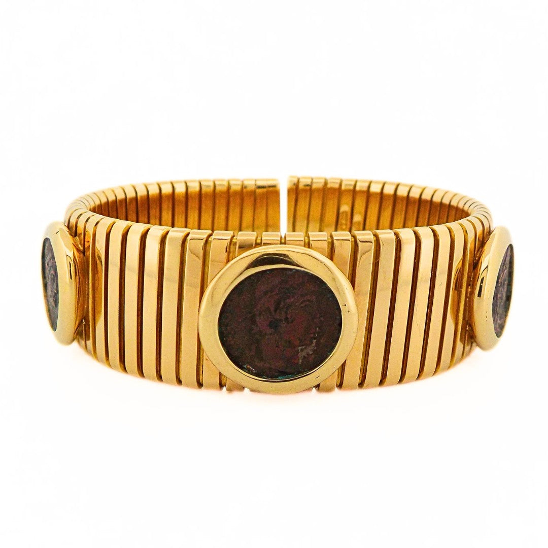 Bulgari 18K Tubogas Triple Monete Bracelet