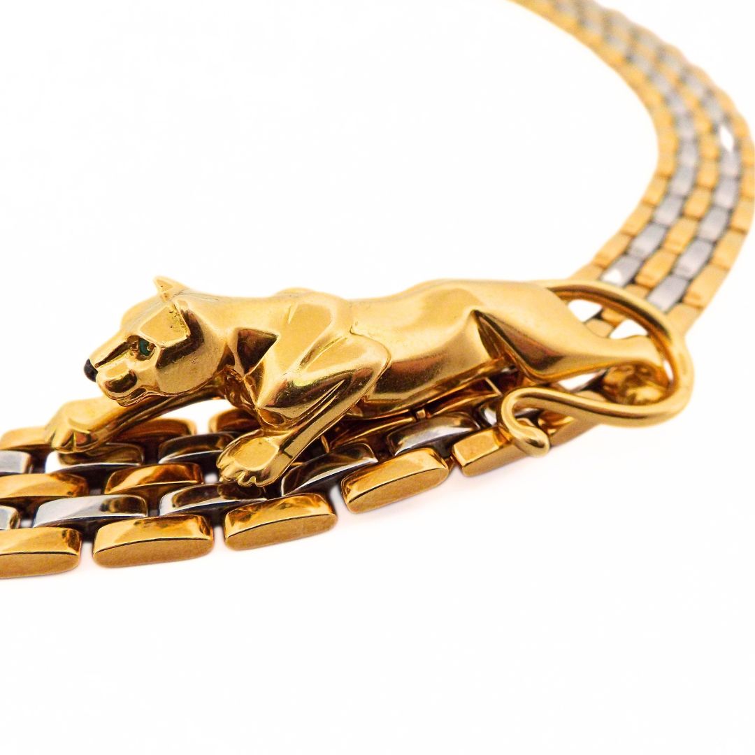 Cartier 18K Gold Steel Maillon Necklace with Detachable Panthere