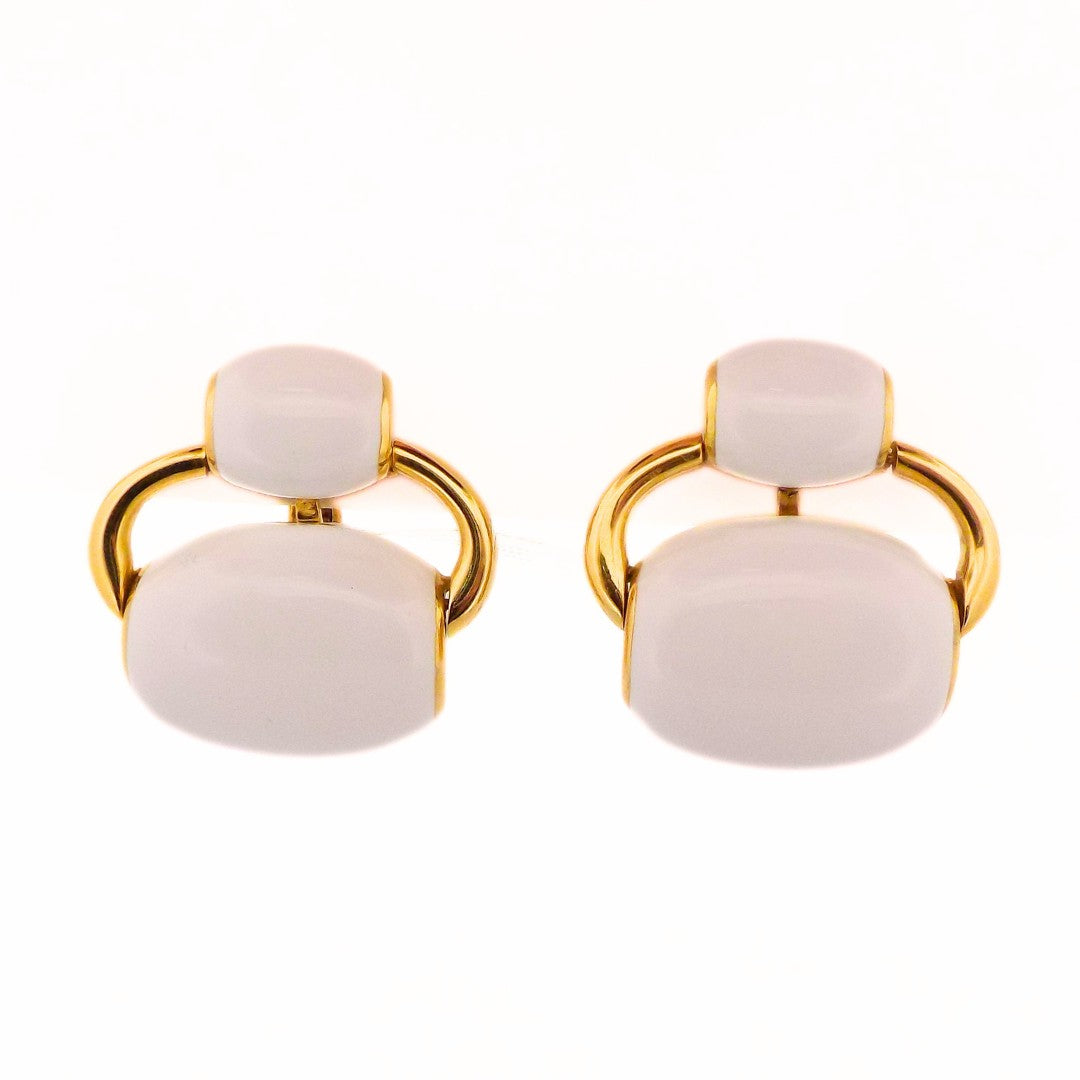 Davis Webb 18K White Enamel Doorknocker Earclip Earrings