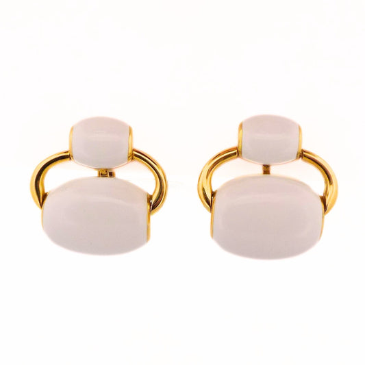 Davis Webb 18K White Enamel Doorknocker Earclip Earrings
