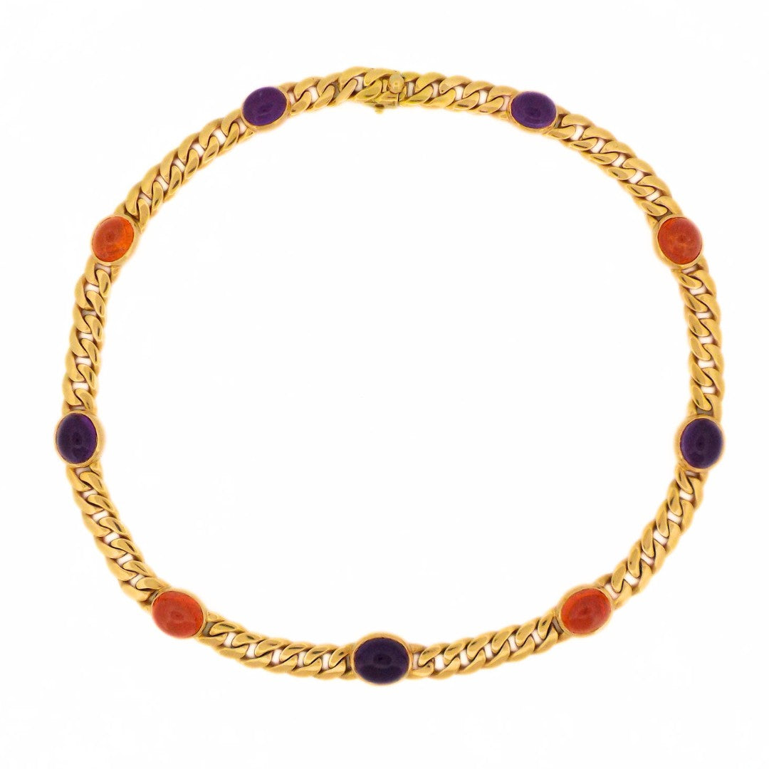 Bulgari 18K Amethyst Citrine Chain Necklace