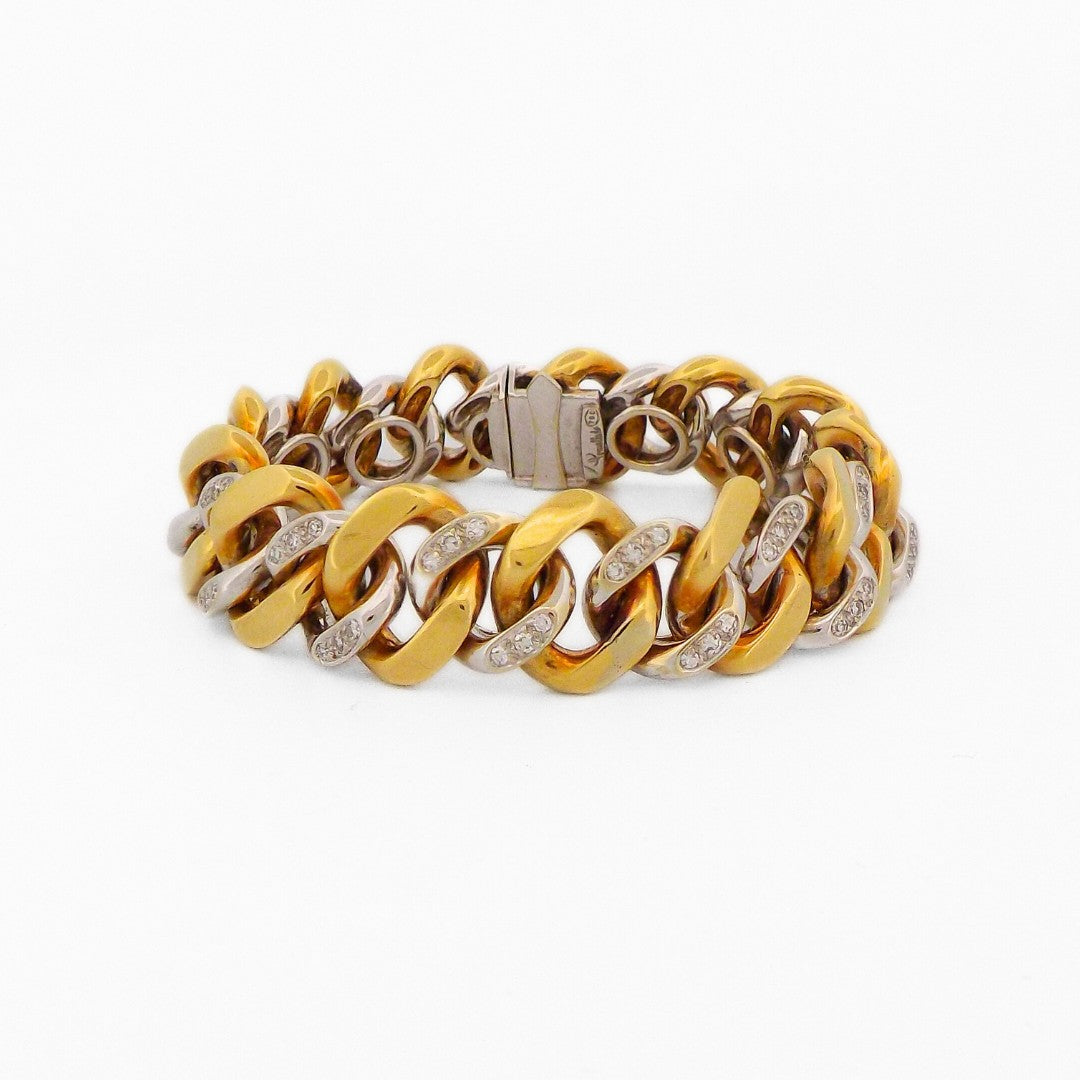 Pomellato 18K Gold Diamond Curb Link Bracelet