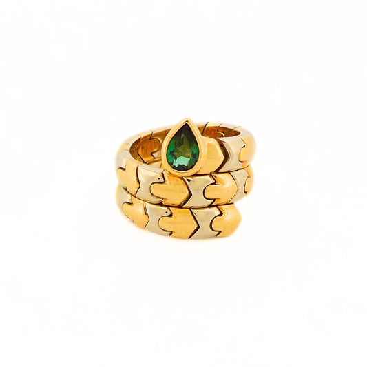 Bulgari 18K Bi-Color Gold and Tourmaline Ring