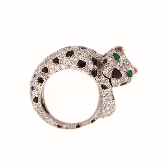 Cartier 18K Onyx Emerald Panthère de Cartier Ring