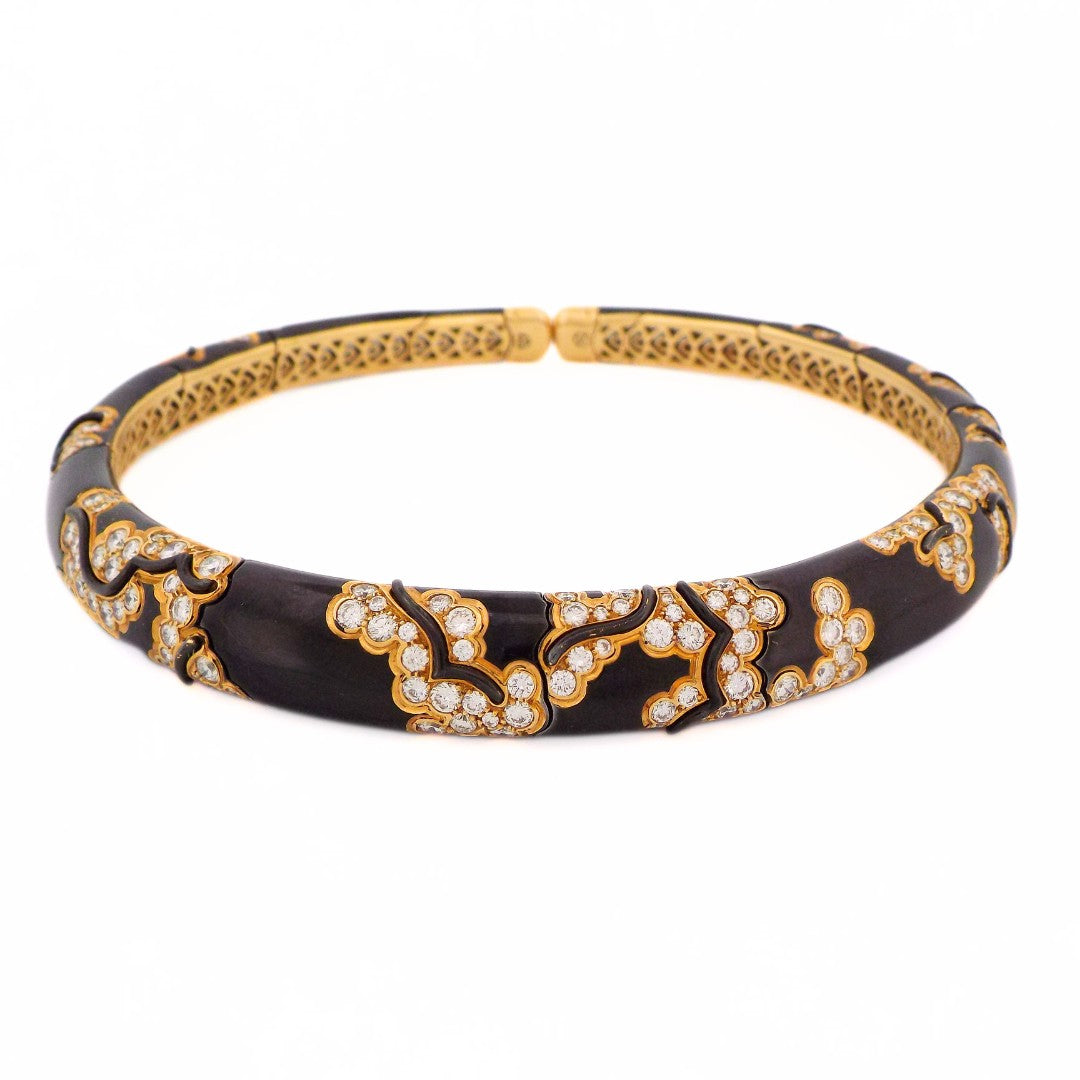 Marina B 18K Black Enamel Diamond 'Écume' Choker Necklace