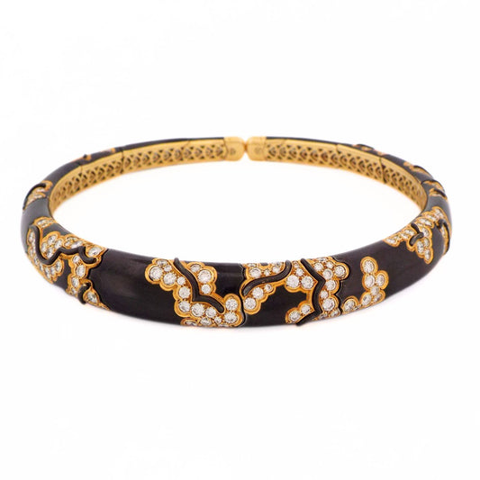 Marina B 18K Black Enamel Diamond 'Écume' Choker Necklace