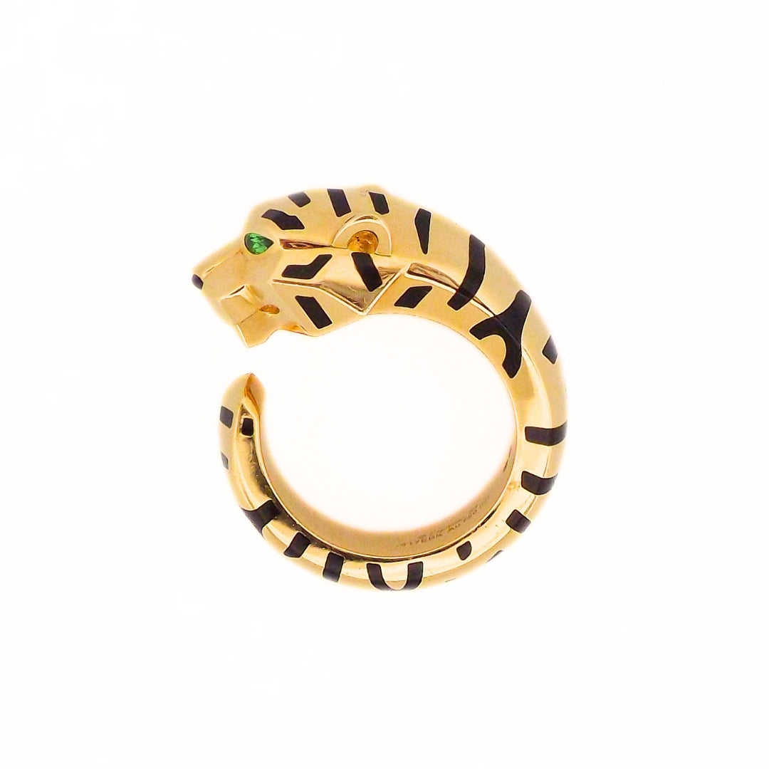 Cartier 18K 'Panthère de Cartier' Onyx Garnet Ring SZ 54