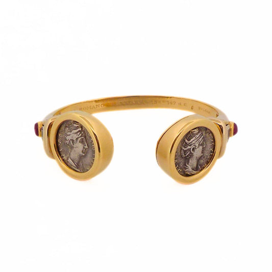 Bulgari 18K Double Monete Ruby Hinge Bracelet