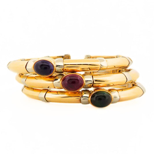 Bulgari 18K Three Row Multi-Gem Bracelet