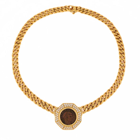 Bulgari 18K Monete Diamond Chain Necklace