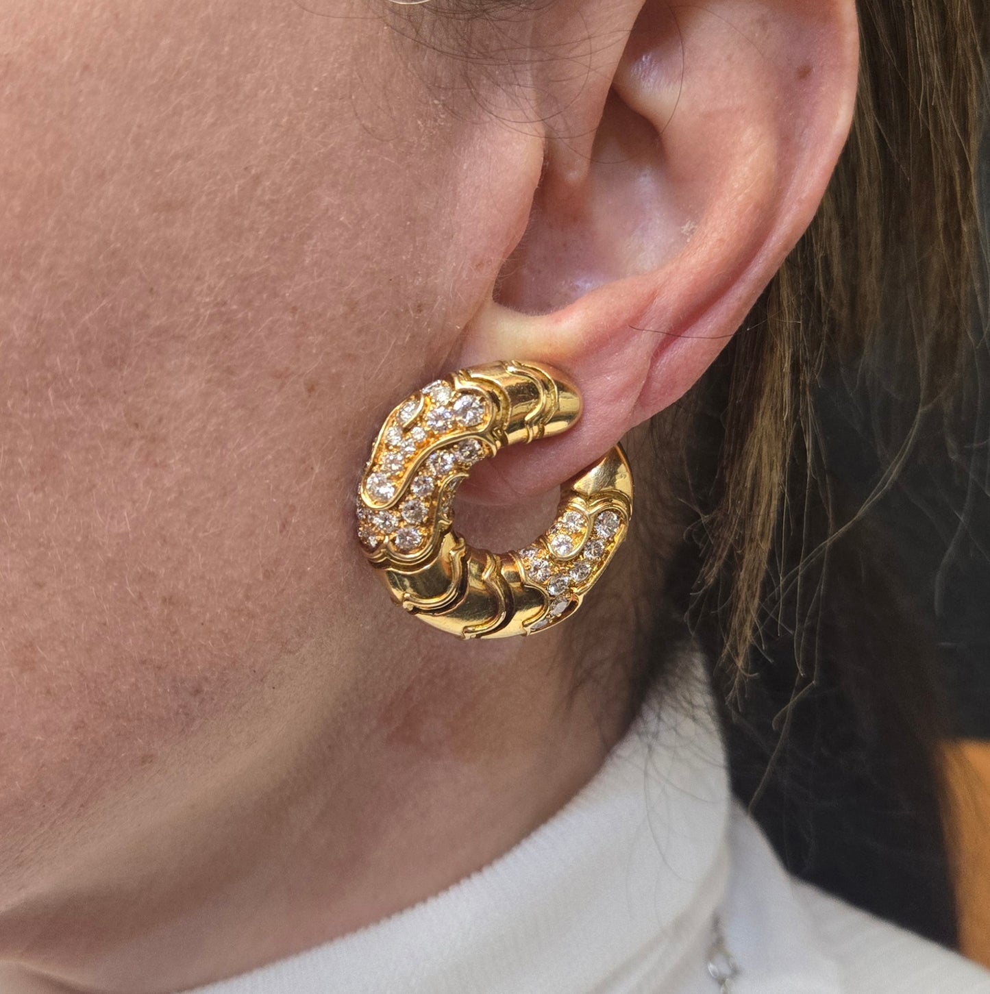 Marina B 'Onda' 18K Gold Diamond Earclip Earrings