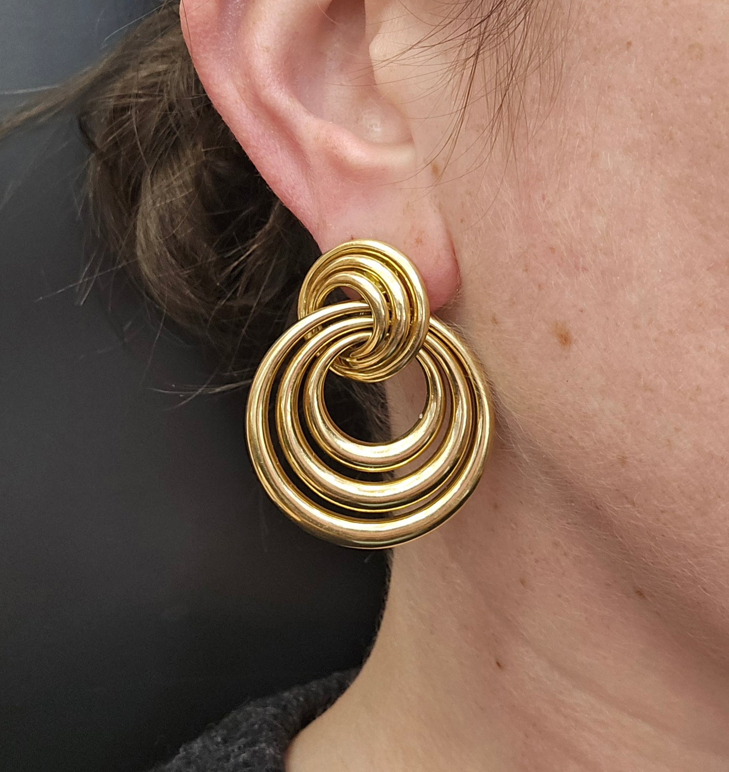 Cartier 18K Yellow Gold Circular Earrings