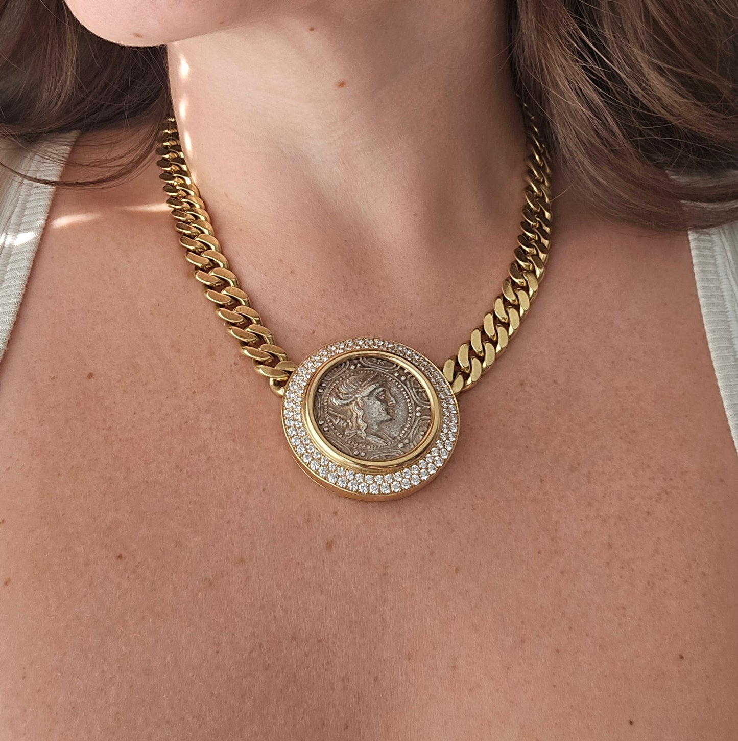 Bulgari 18K Diamond Monete Chain Necklace
