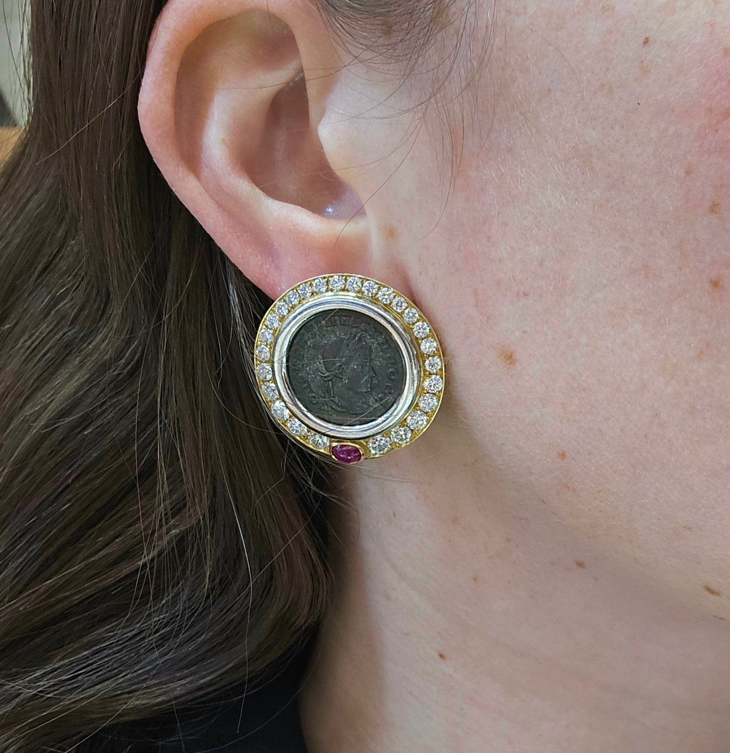 Bulgari 18K Diamond Ruby 'Monete' Earrings
