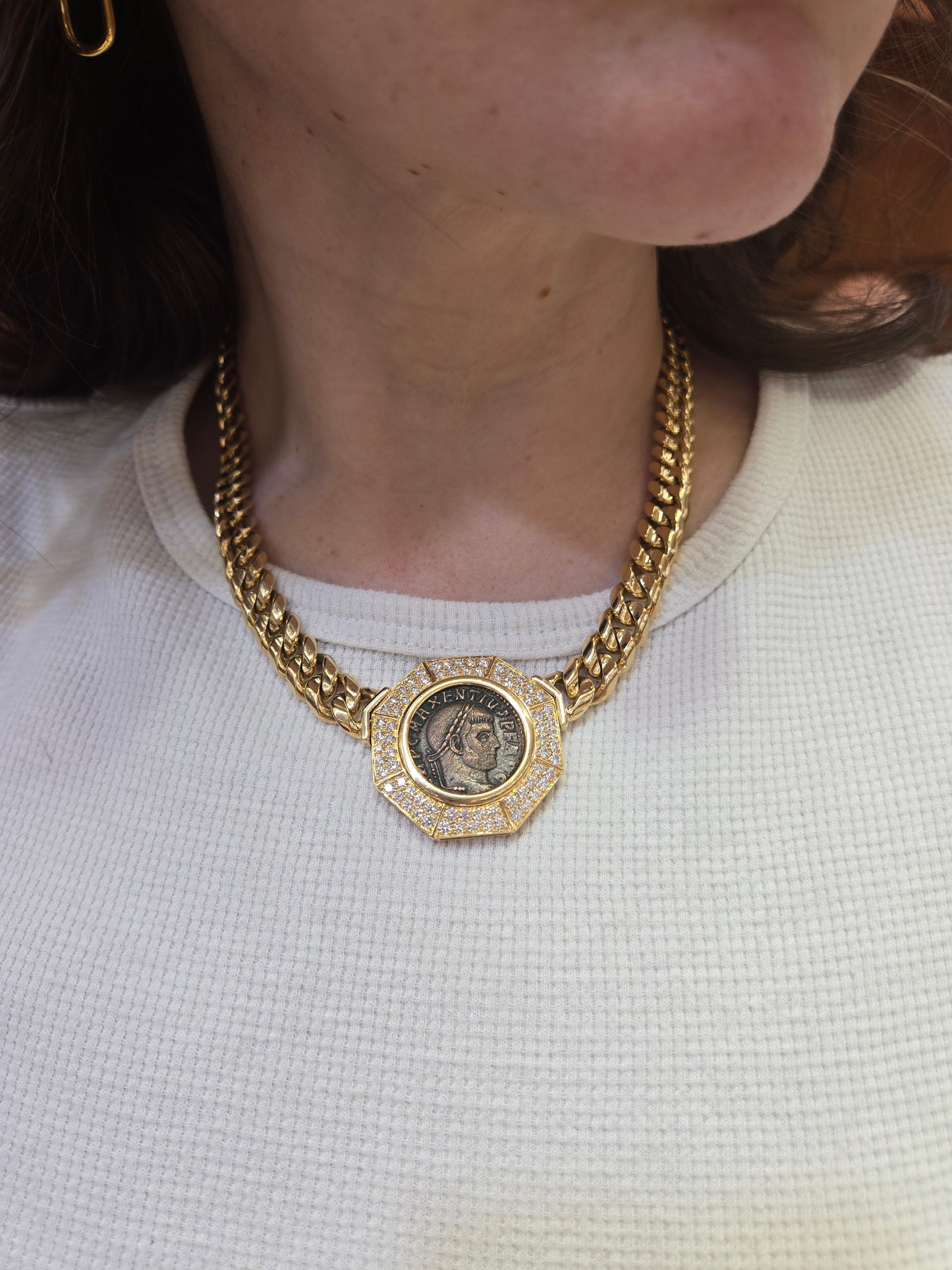 Bulgari 18K Monete Diamond Chain Necklace