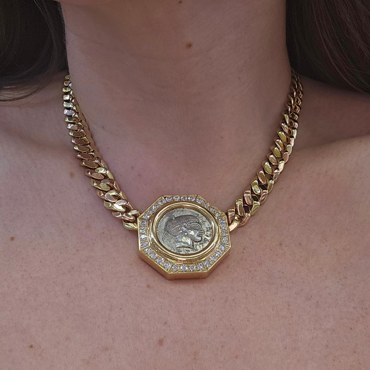 Bulgari Two-Tone 18K 'Monete' Diamond Chain Necklace