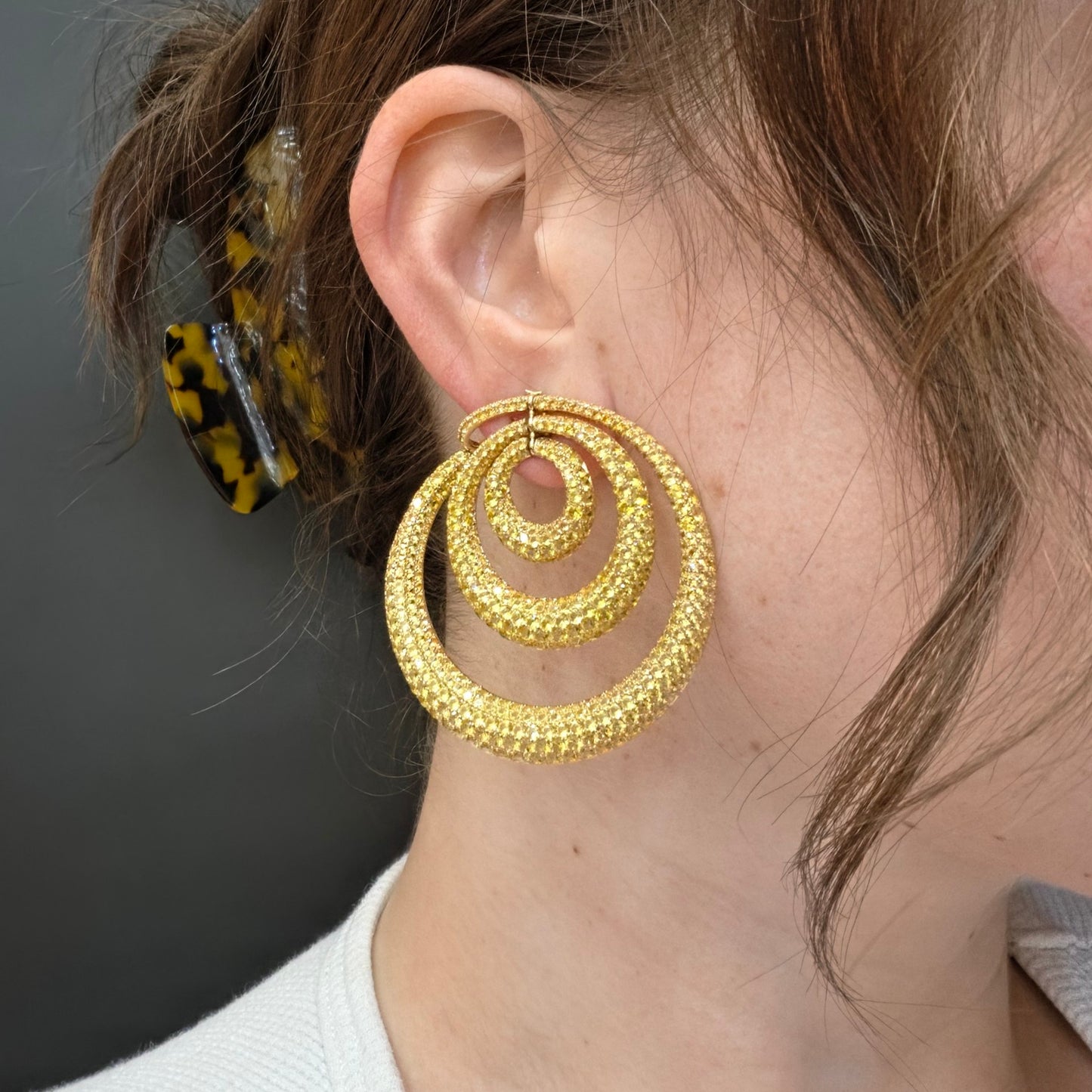 Chopard 18K Yellow Sapphire Hoop Earrings