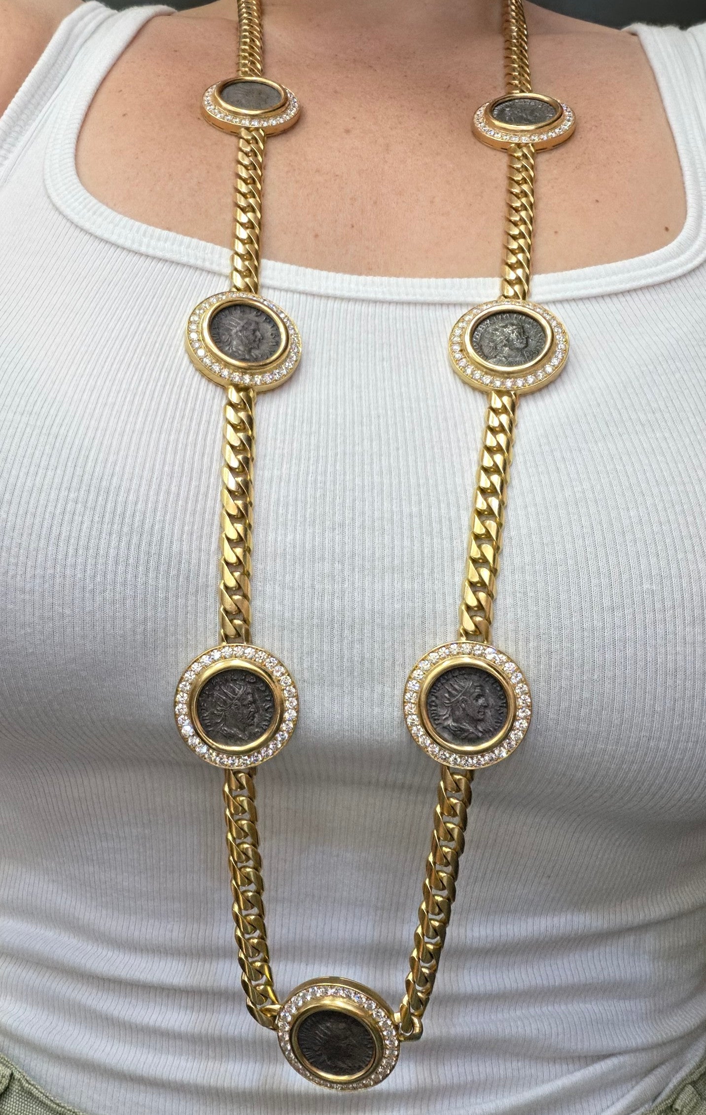 Bulgari 18K Diamond 'Monete' 7-Coin Chain Necklace