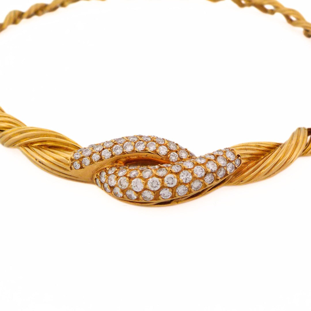 Van Cleef & Arpels 18K Gold Rope Collar Diamond Necklace
