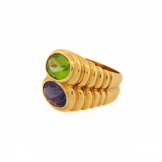 Bulgari 18K 'Doppio' Iolite Peridot Ring