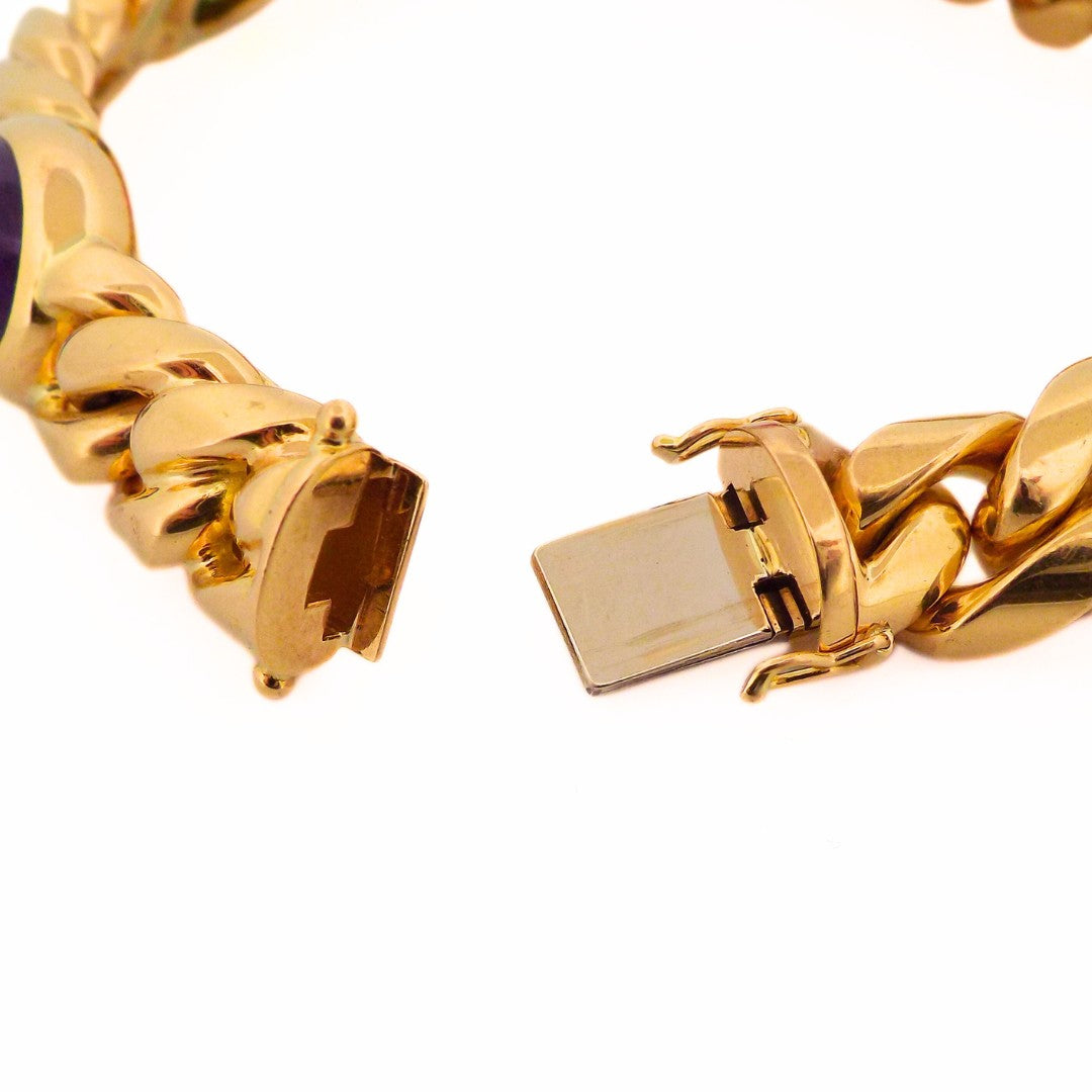 Bulgari 18K Multi-gem Curb Link Bracelet